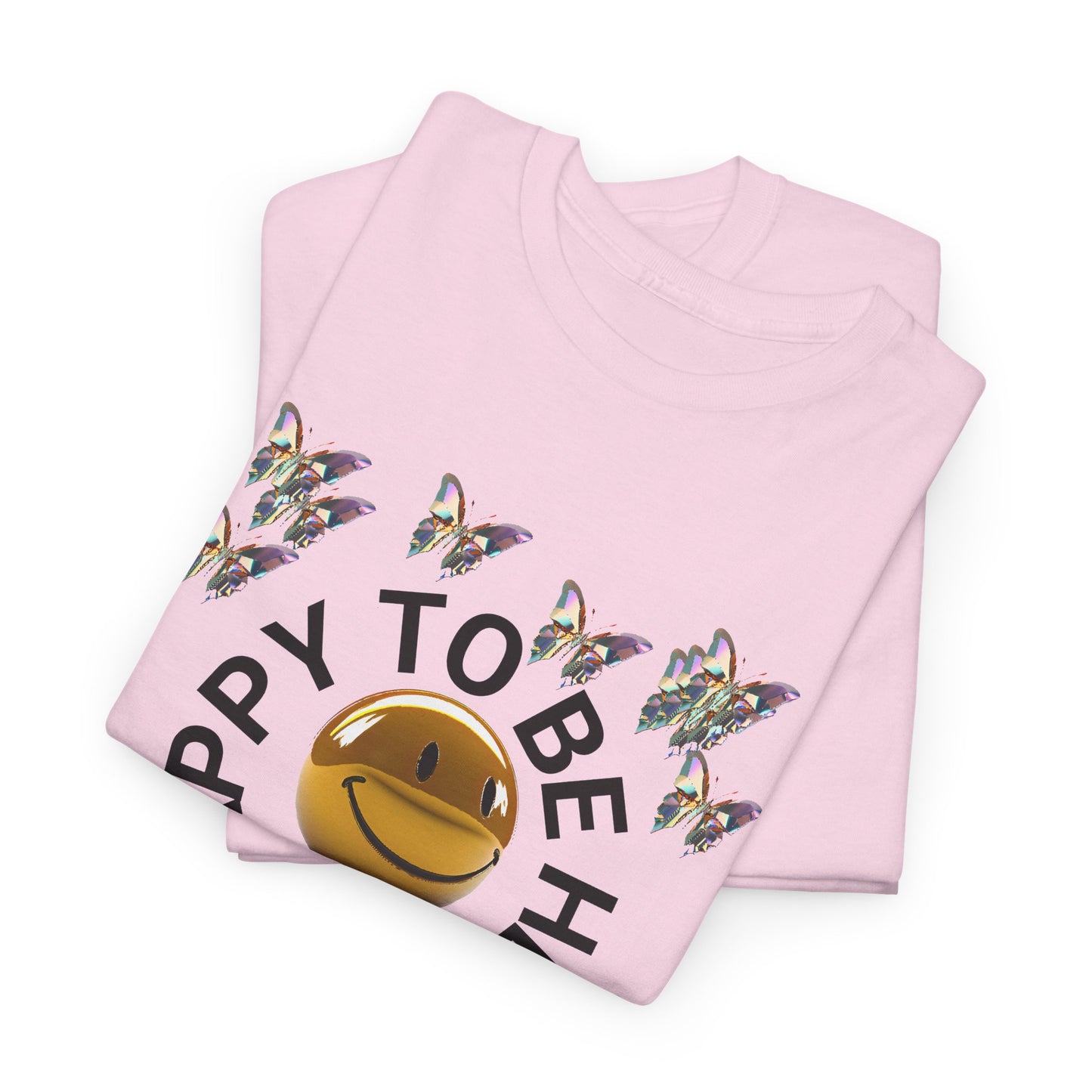 happy to be here happy face butterfly tshirt