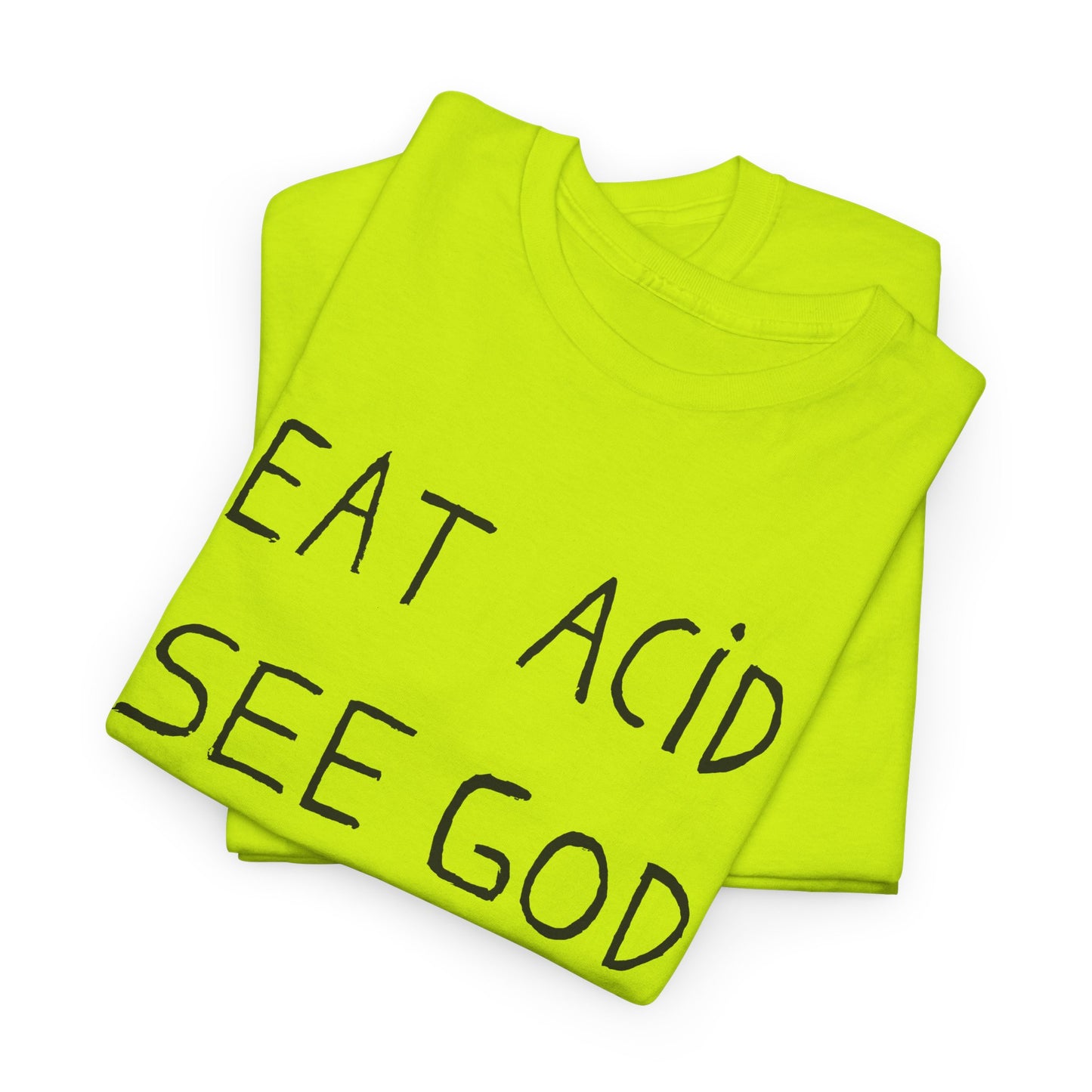 eat acid see god hand drawn font tshirt