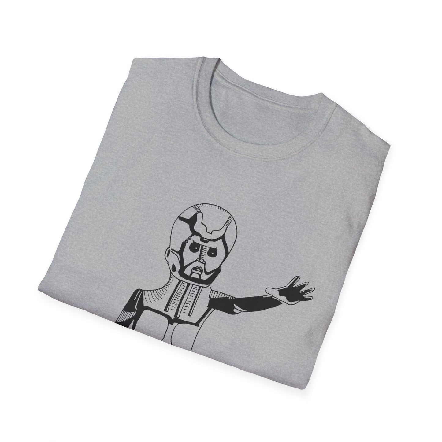 original drawing of astar the robot from planet danger canadian PSA no words tshirt