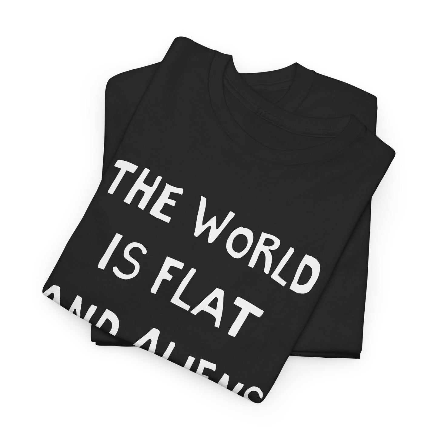 the world is flat and aliens are real hand drawn font tshirt