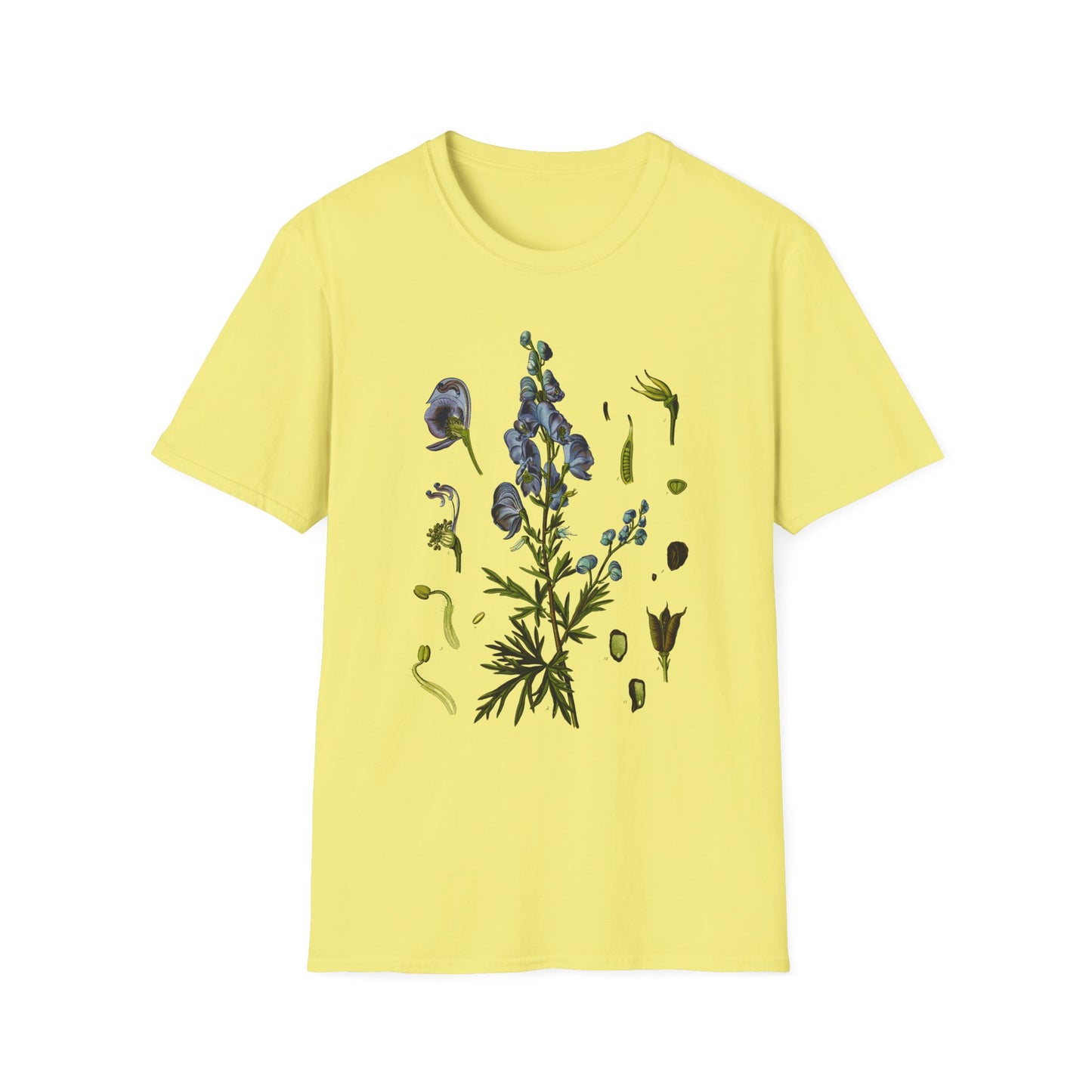 1887 wolf's bane aconitum napellus botanical print from kohler's plants by hermann adolph kohler tshirt