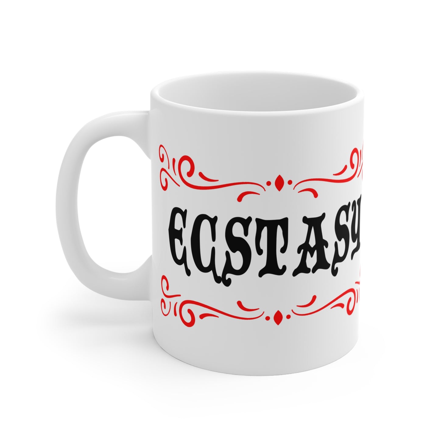 vintage inspired tongue in cheek ecstasy drug mug