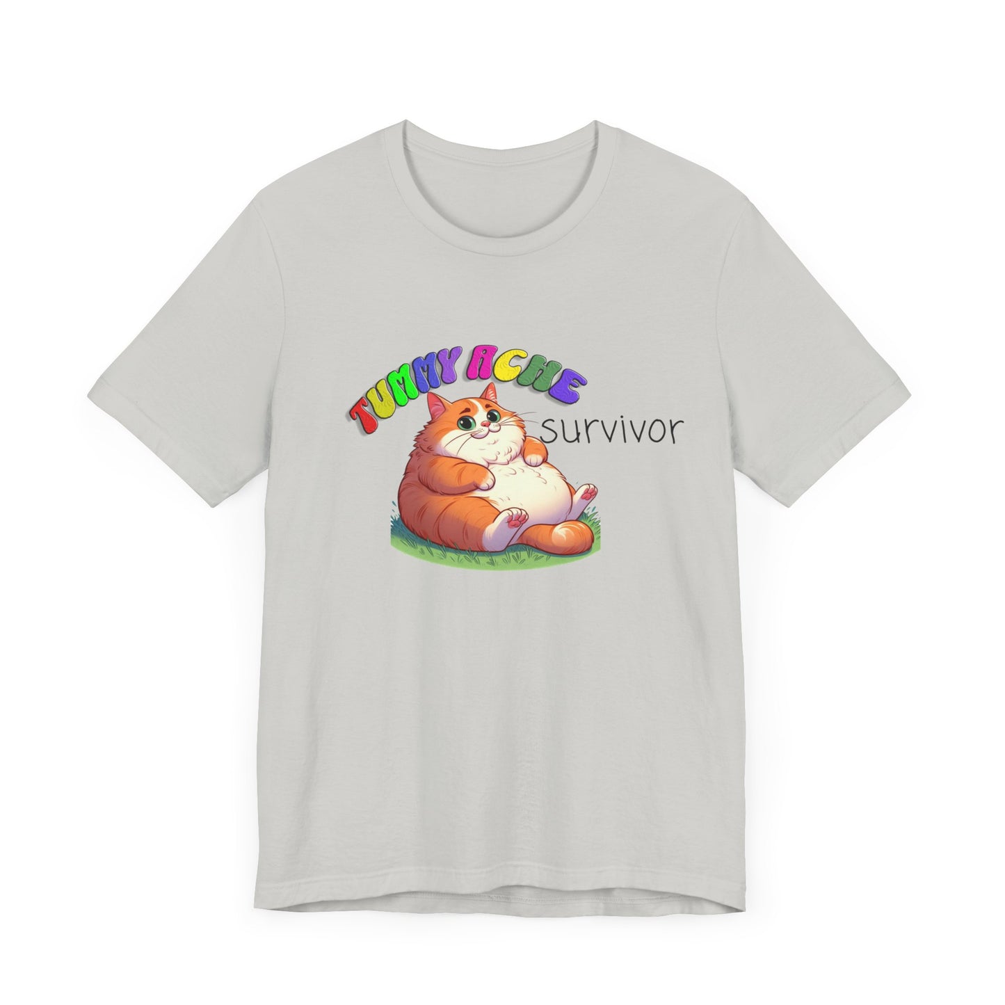 tummy ache survivor stuffed kitty silly tshirt