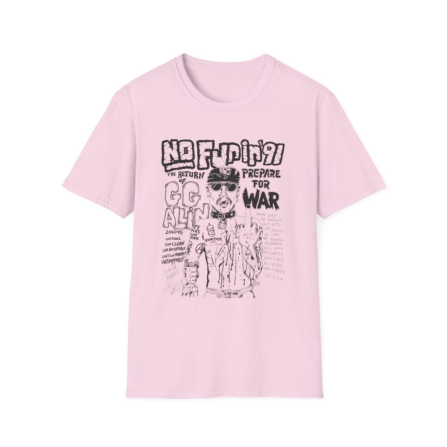 no fun in '91 gg allin show poster tshirt