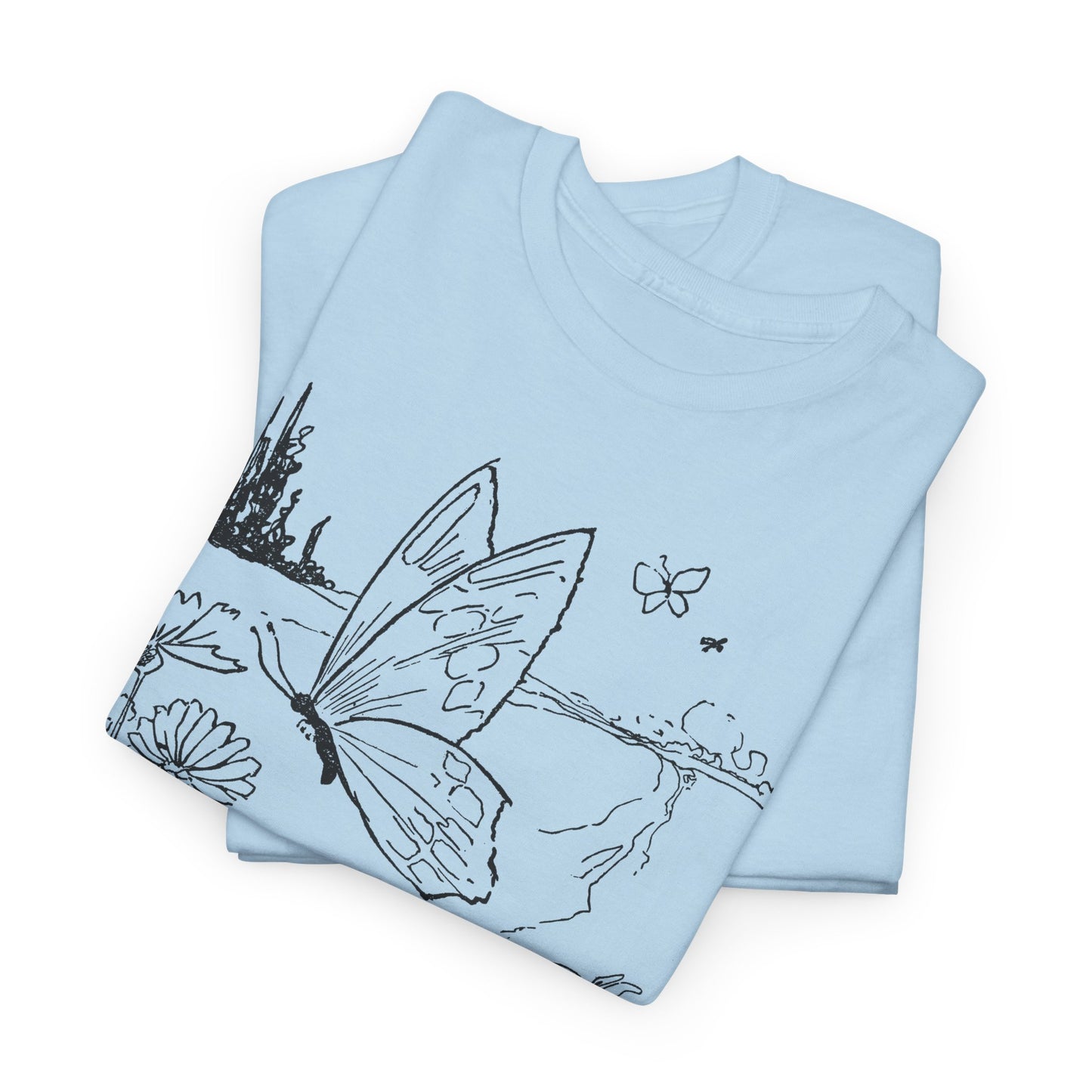 vintage butterfly and flower illustration reproduction tshirt