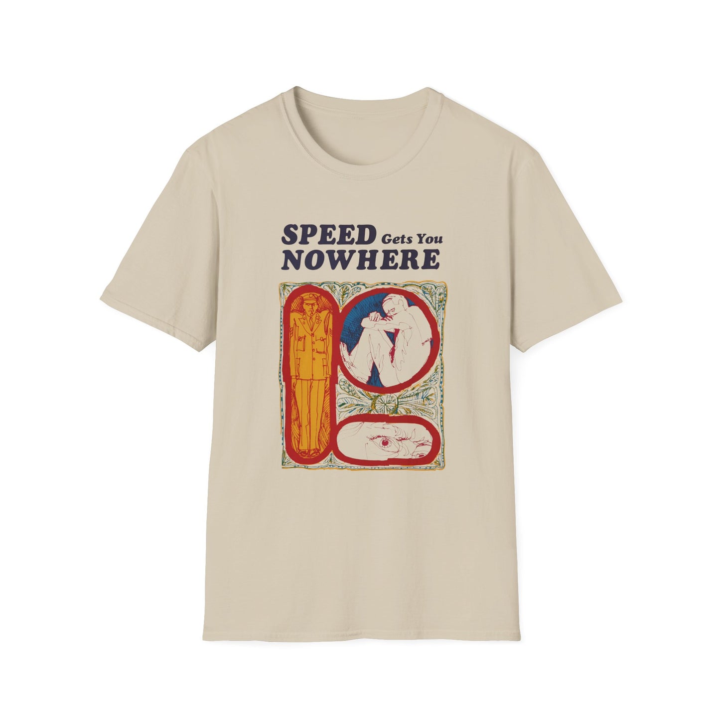 1970s anti drug campaign poster speed gets you nowhere tshirt