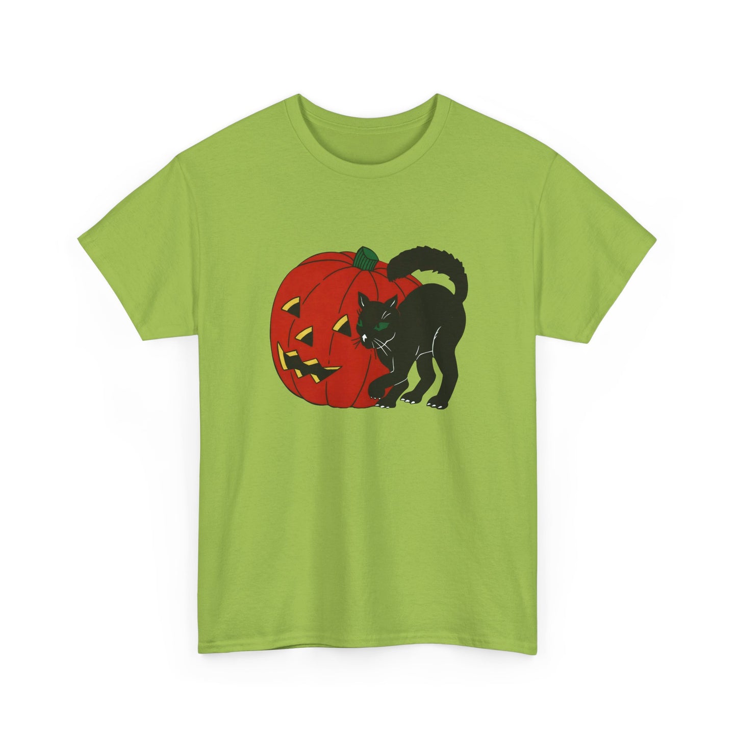vintage 1960s halloween jack o lantern and black cat reproduction tshirt