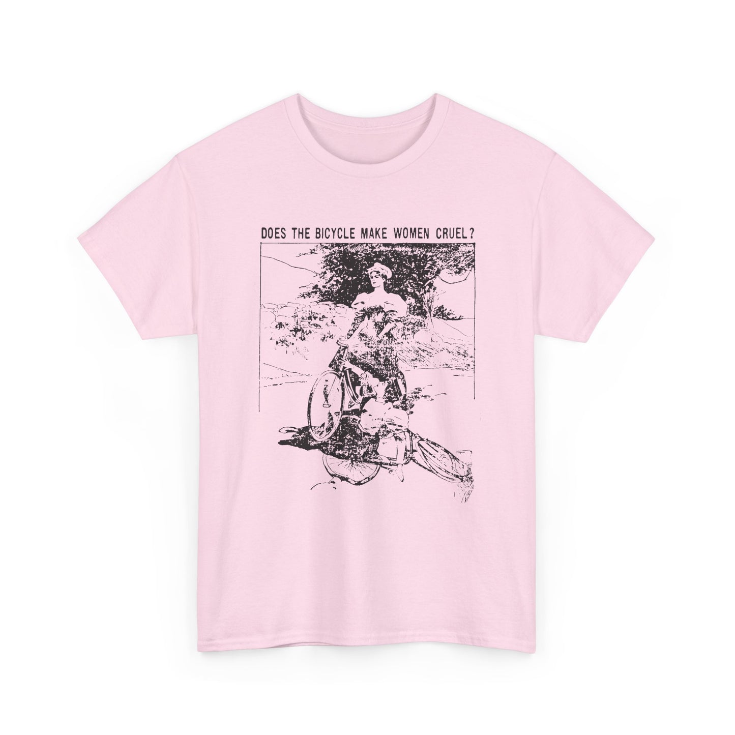 1897 cartoon does the bicycle make women cruel? reproduction tshirt