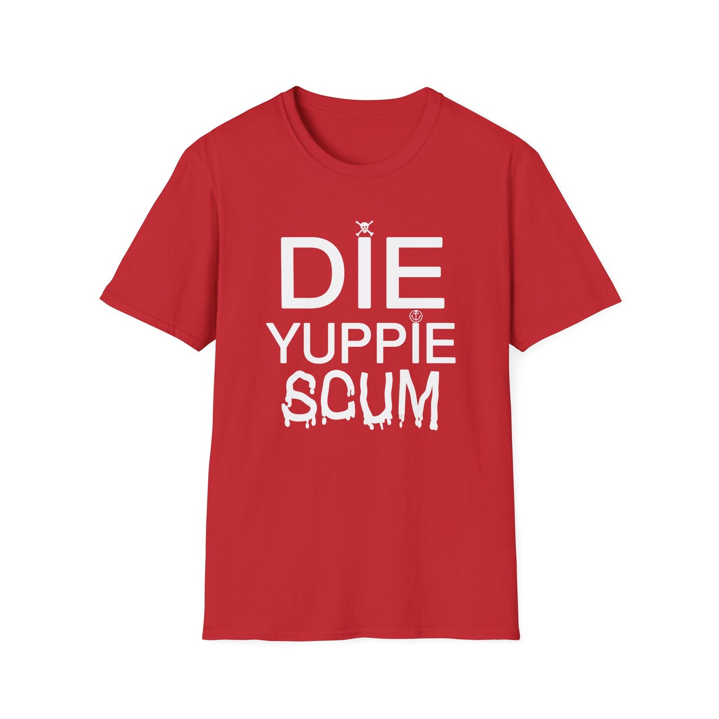 1980s new york inspired anti gentrification message die yuppie scum! tshirt