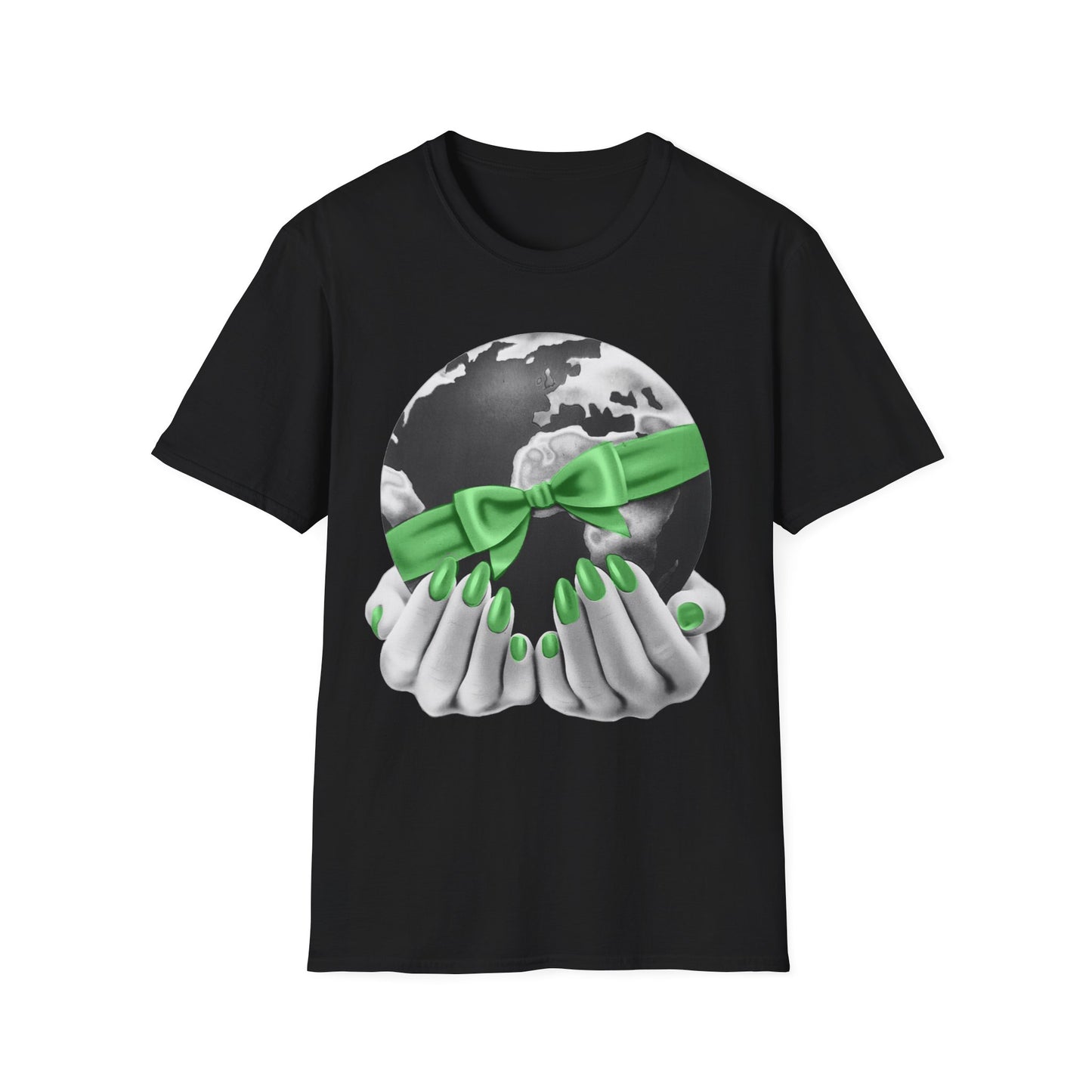 i'd give you the world 1980s graphic from a greeting card green nail version tshirt