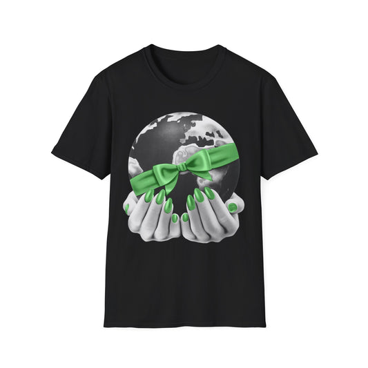 i'd give you the world 1980s graphic from a greeting card green nail version tshirt