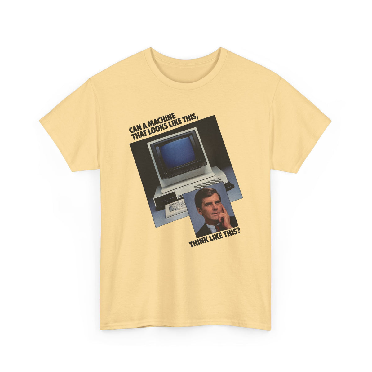 1985 computer and software system can a machine think like this advertisement tshirt