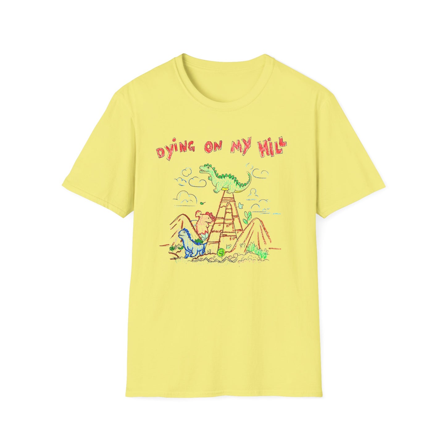 dying on my hill crayon dinosaur meme tshirt