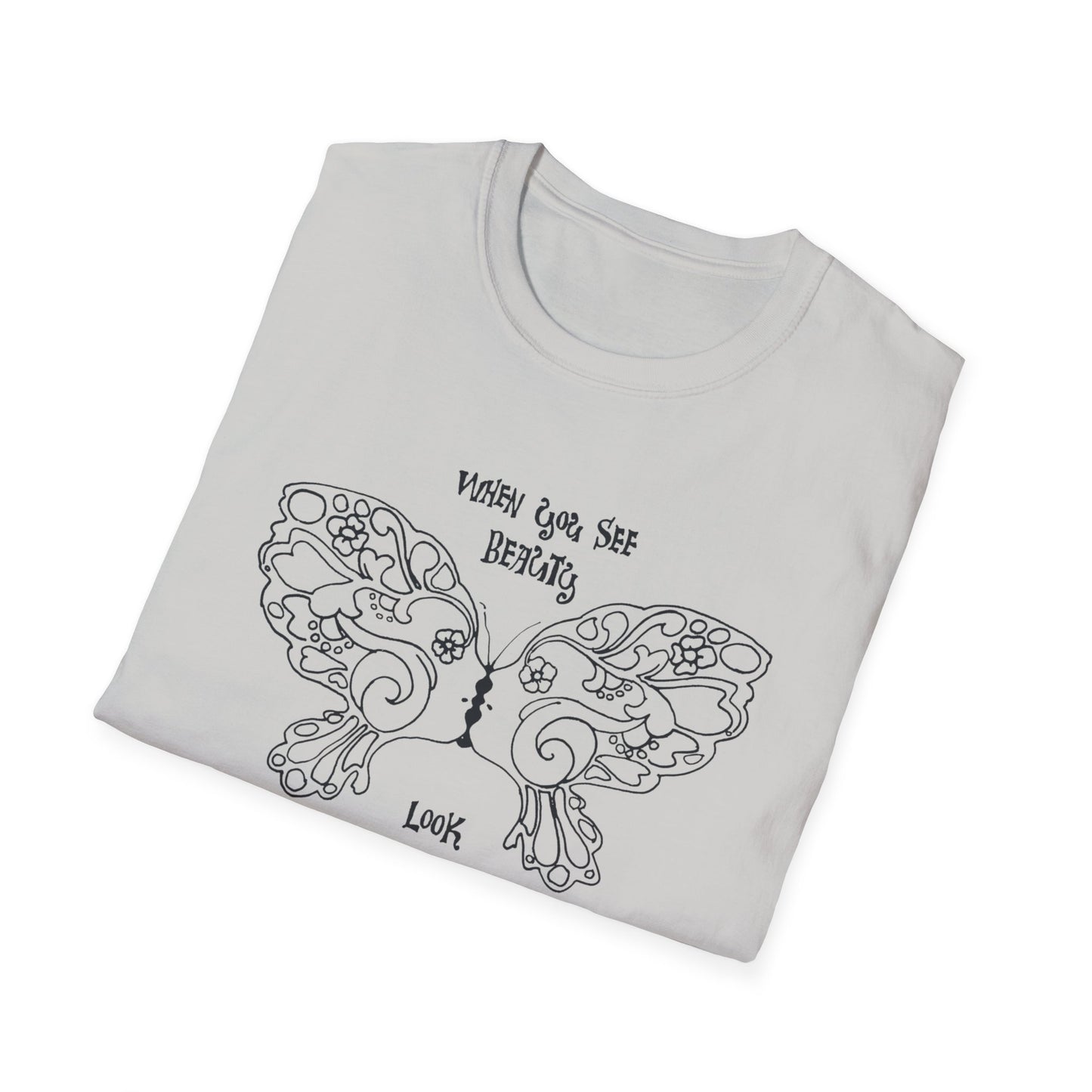 1971 illustration for the LA free press reproduction when you see beauty look for a long time tshirt