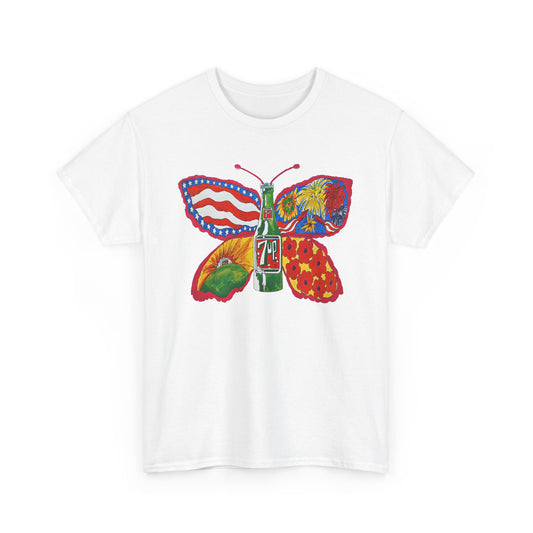 1971 psychedelic ad for 7 up butterfly and bottle reproduction custom edit tshirt