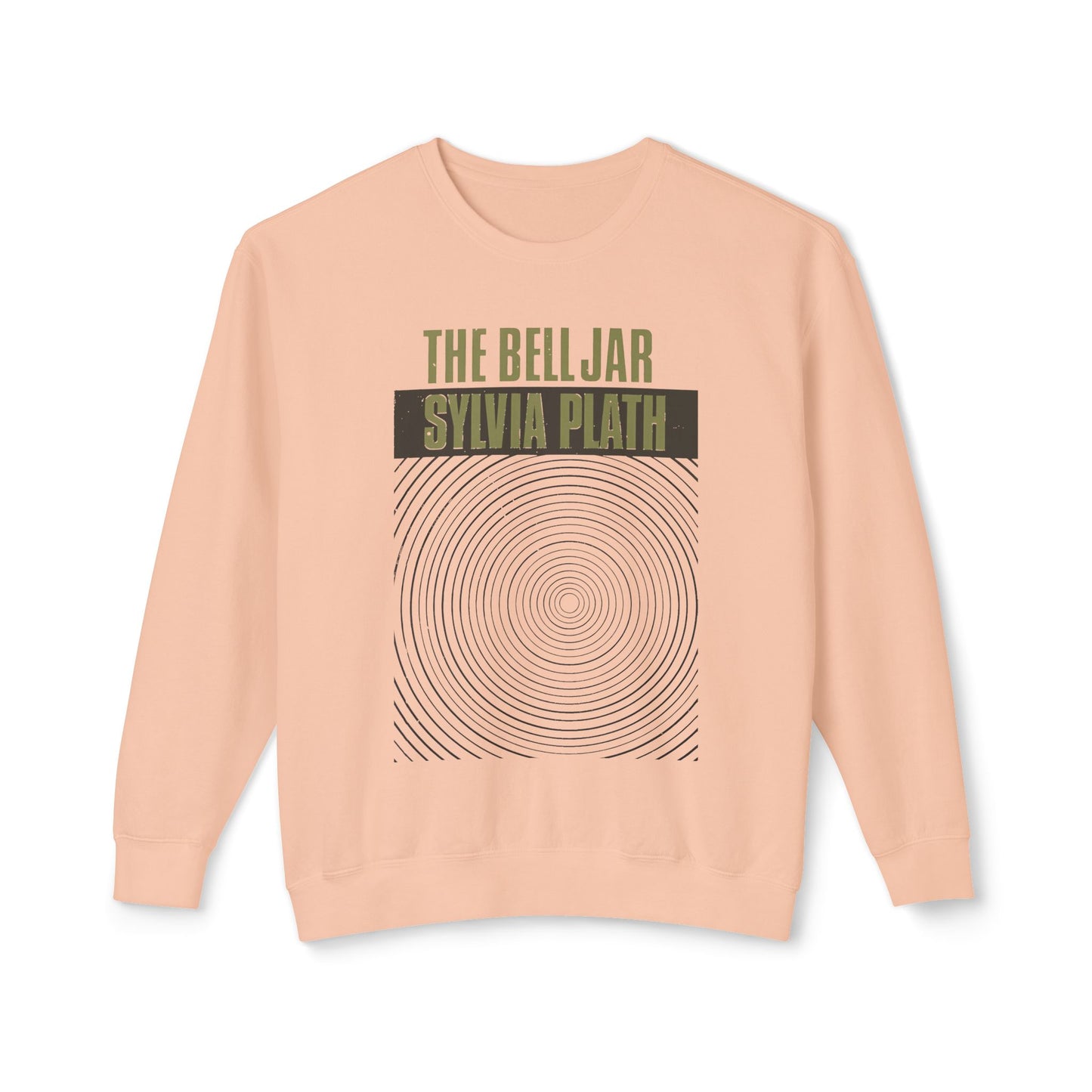 1963 book by sylvia plath "the bell jar" book cover on a 100% cotton sweatshirt