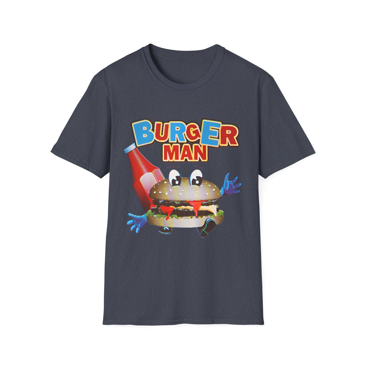 old video game burger man retro design reproduction tshirt