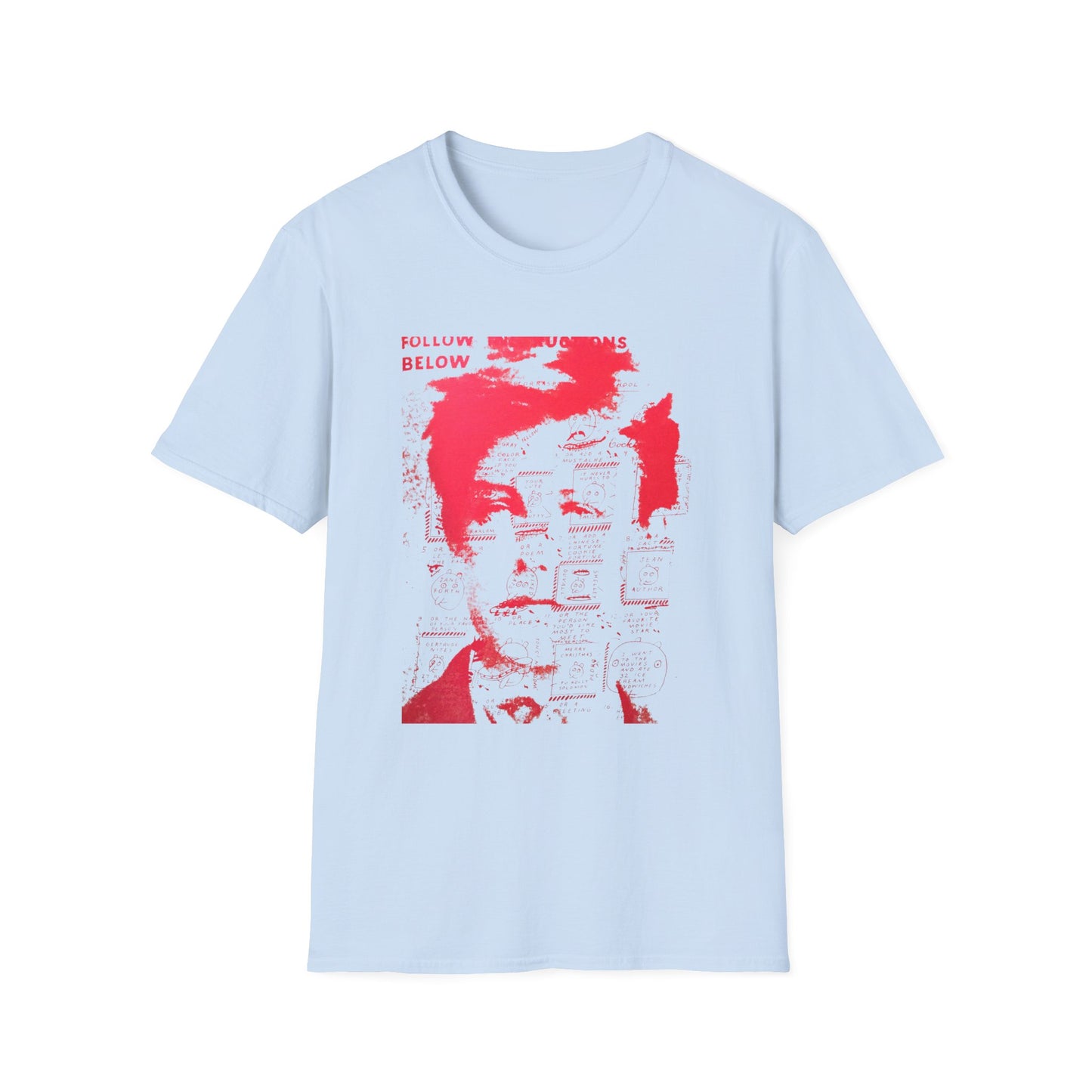 ray johnson arthur rimbaud art in red tshirt