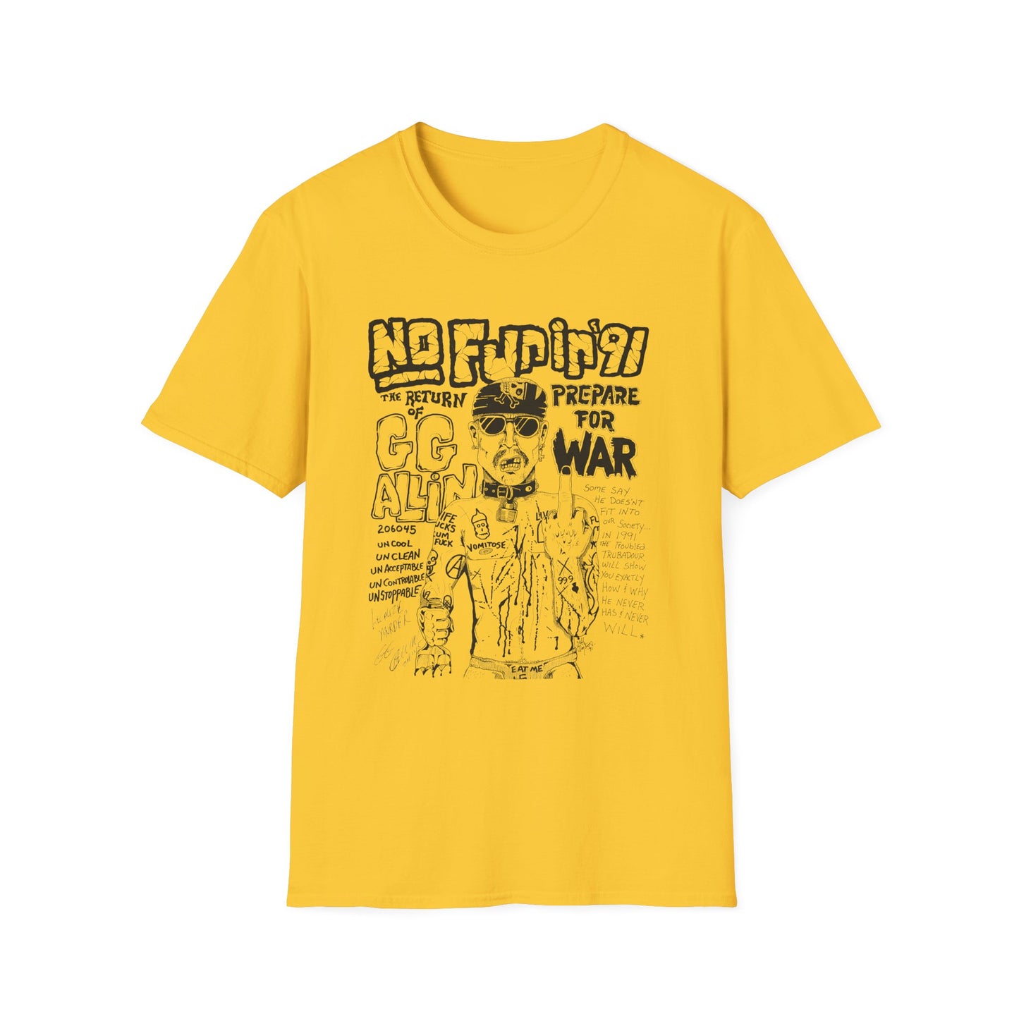 no fun in '91 gg allin show poster tshirt