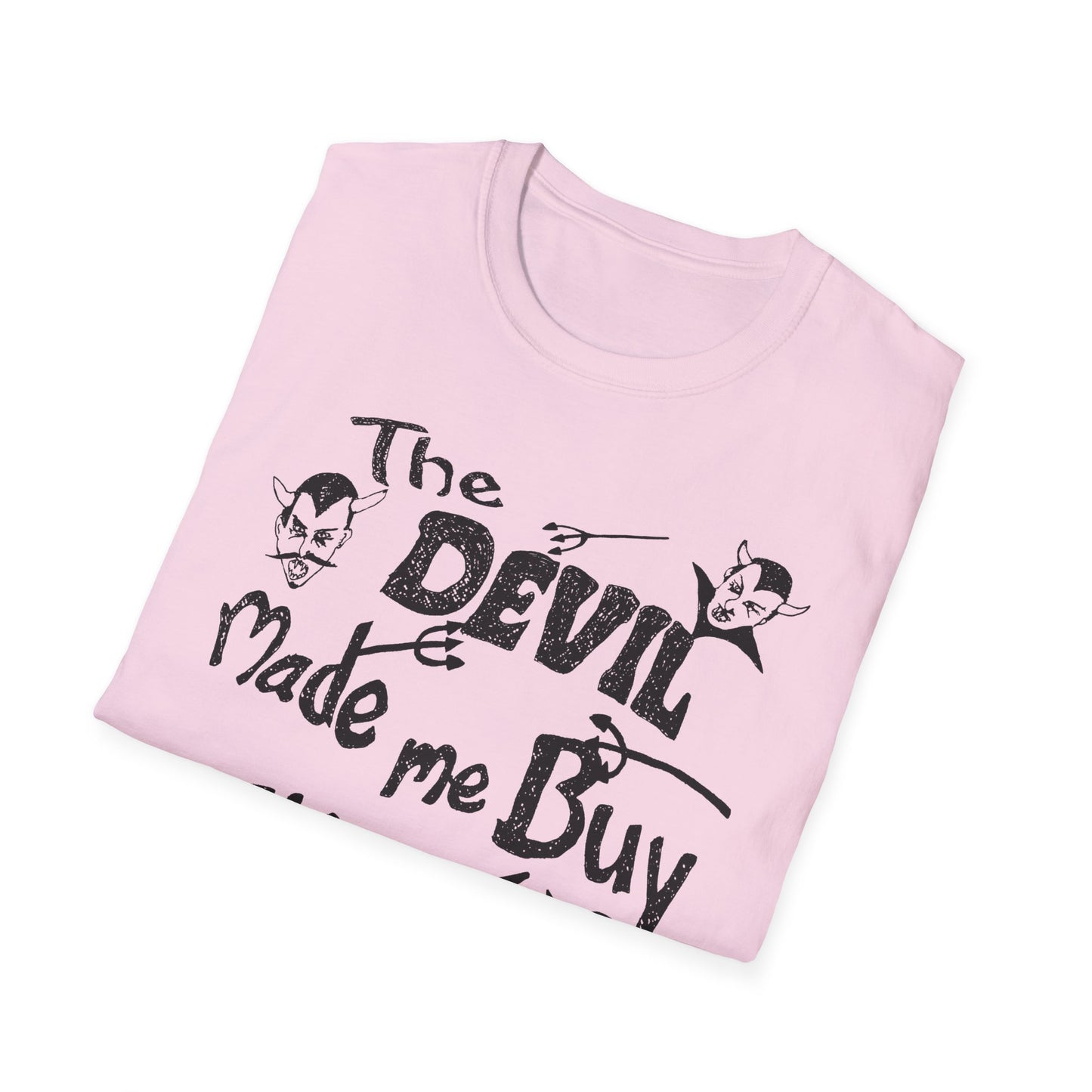 vintage the devil made me buy this shirt custom drawn reproduction tshirt