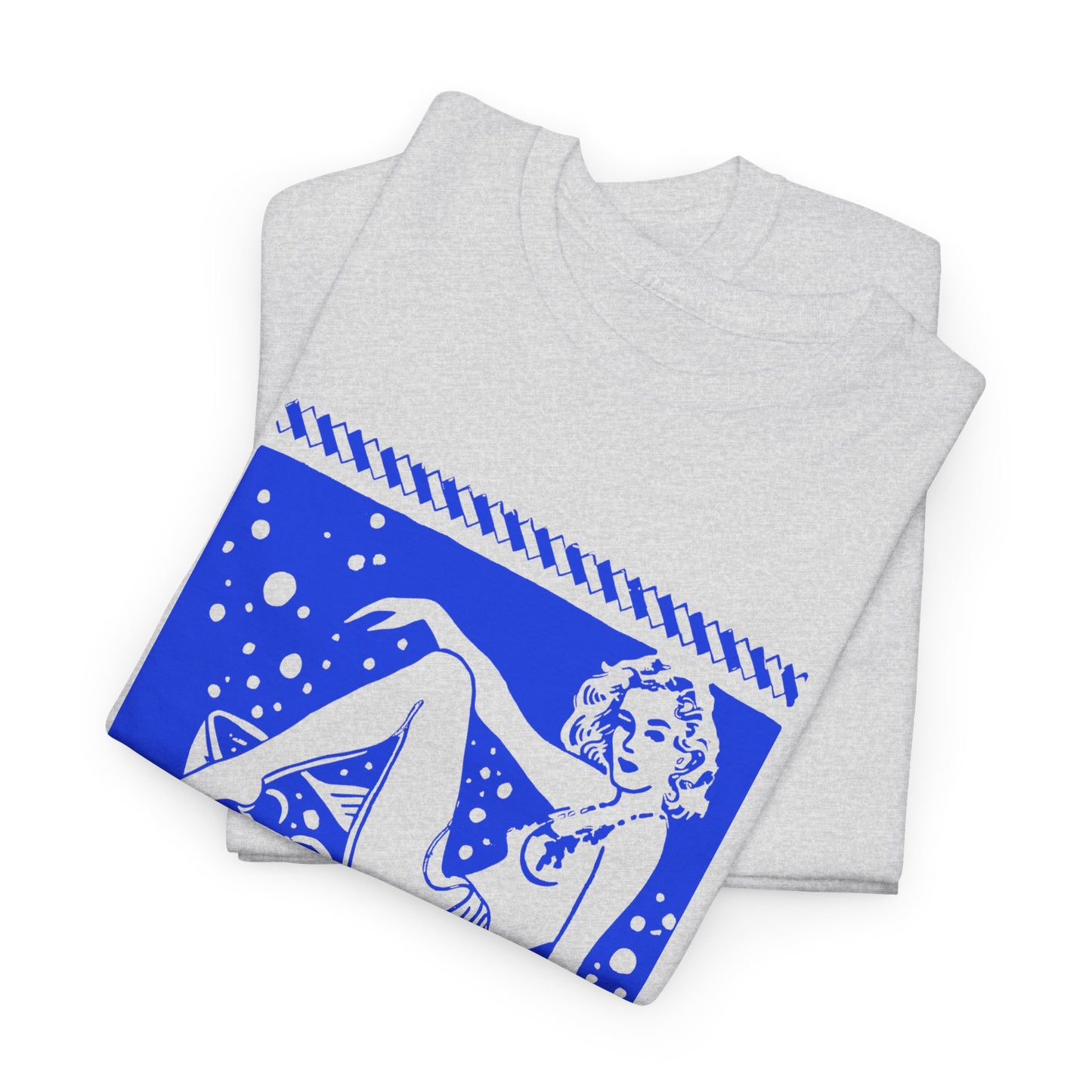 vintage matchbox graphic sittin high pin up woman on martini glass reproduction tshirt