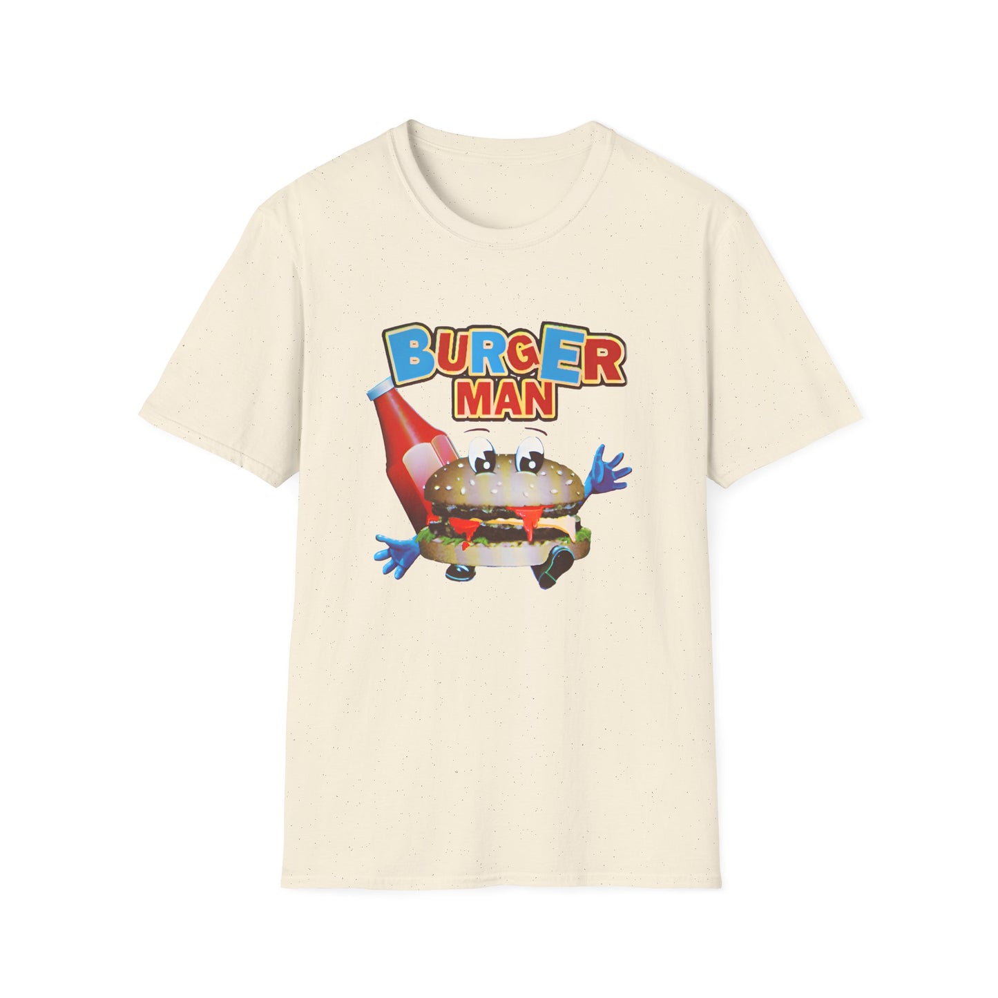 old video game burger man retro design reproduction tshirt
