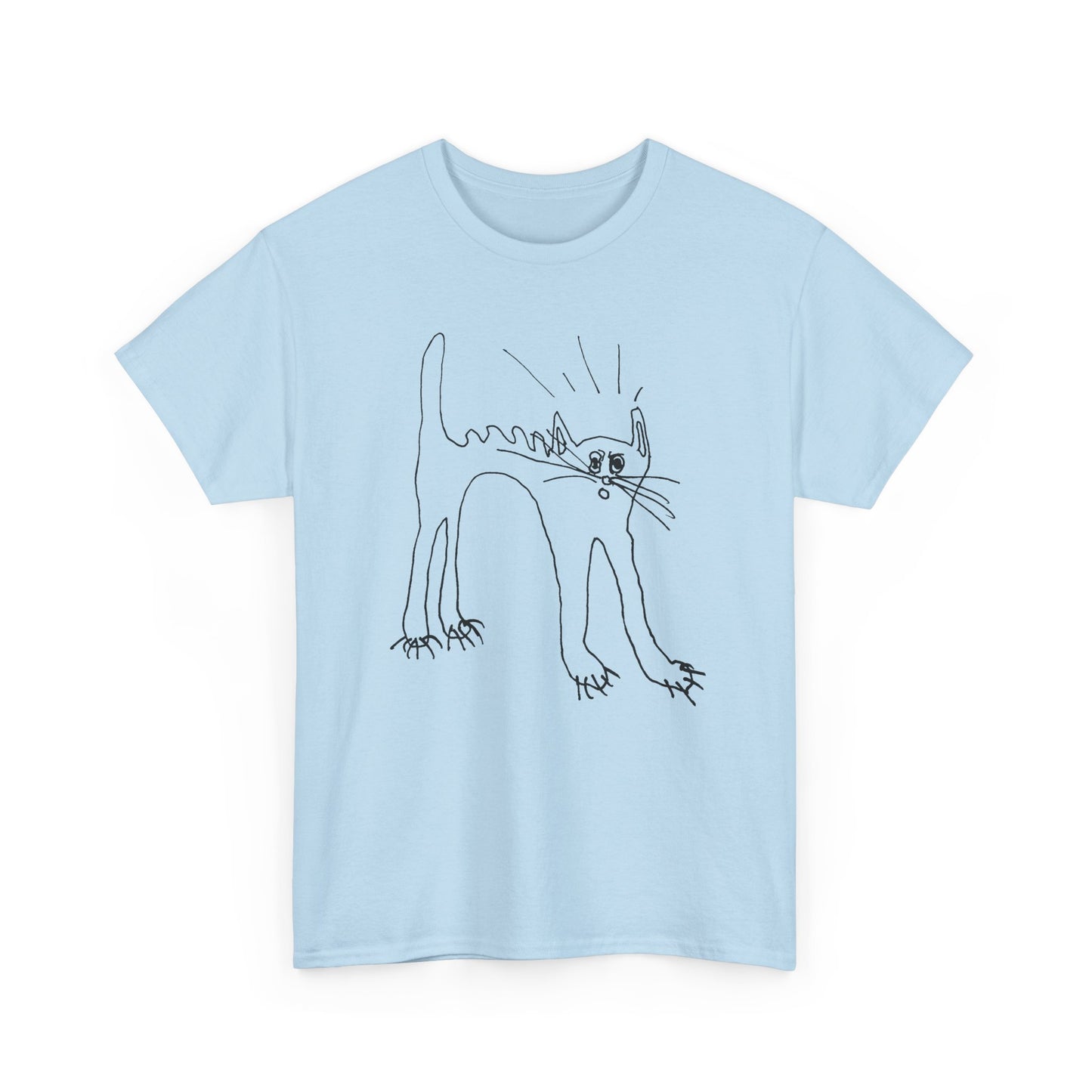 original drawing of a very spooked cat tshirt