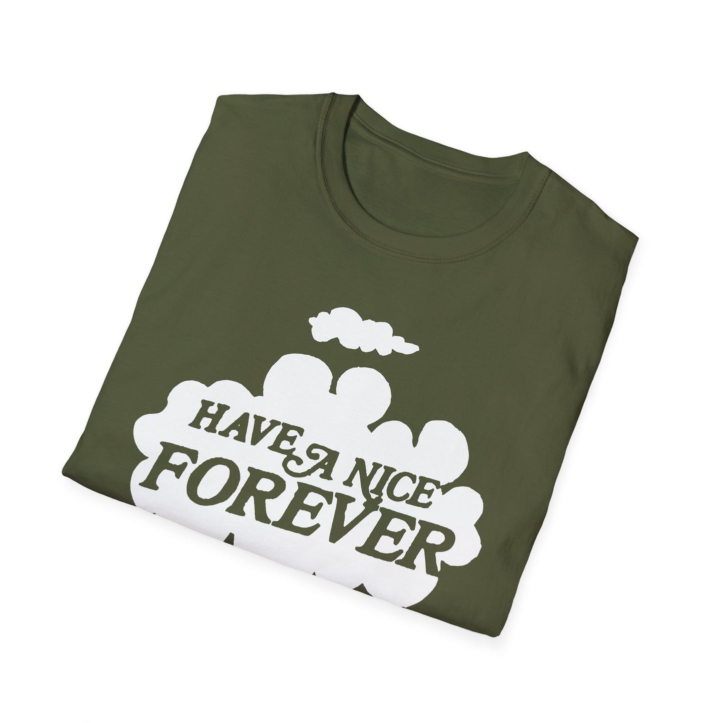 vintage 1980s "have a nice forever" graphic on a new tshirt