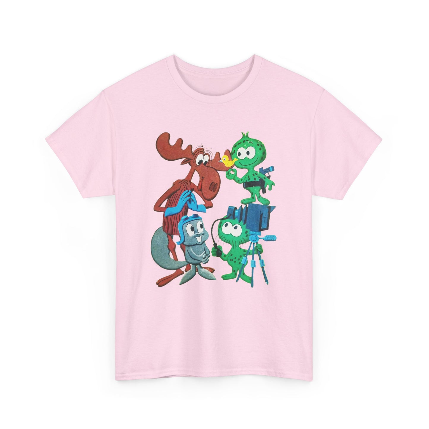 the rocky and bullwinkle show with gidney and cloyd reproduction tshirt