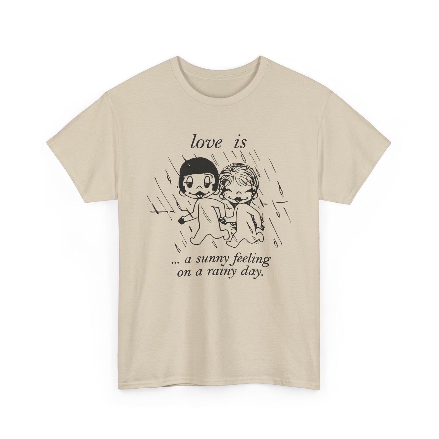 1970 graphic love is a sunny feeling on a rainy day tshirt