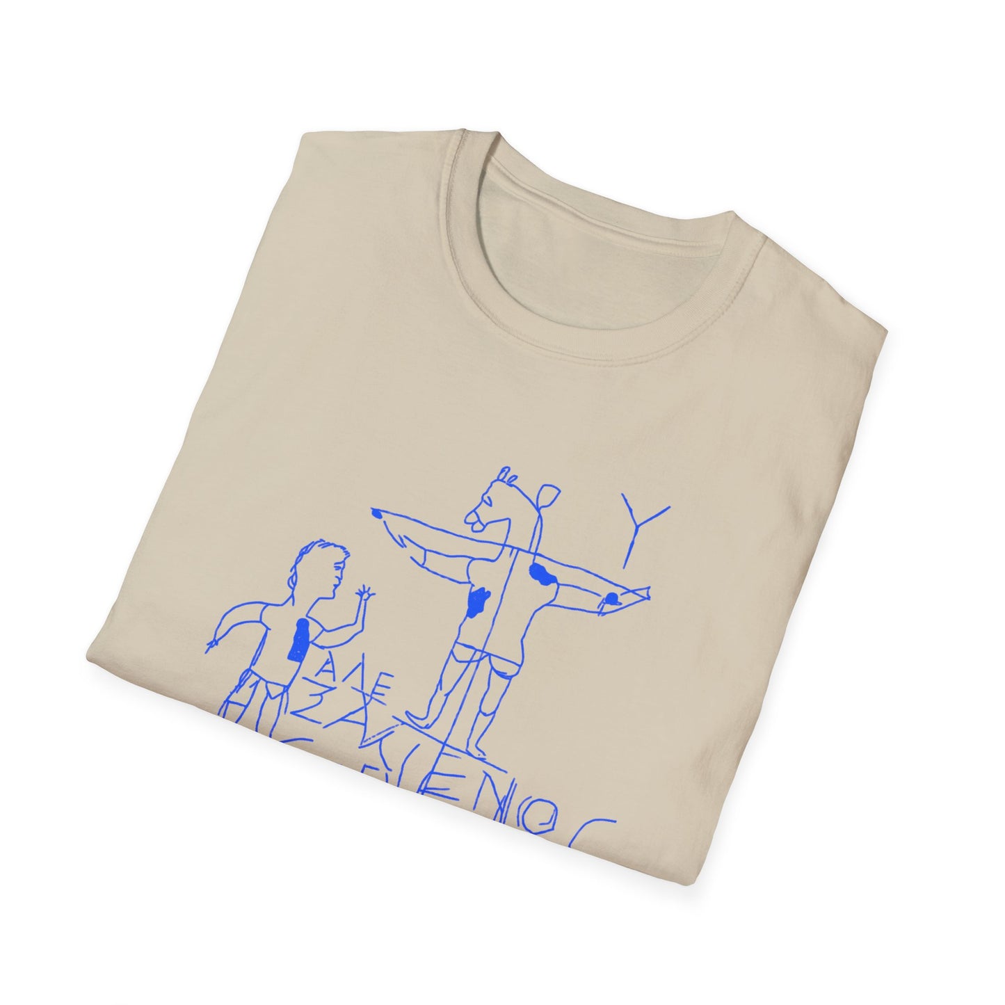 alexamenos graffito blasphemous young man worships donkey early graffiti 200 BC in blue tshirt
