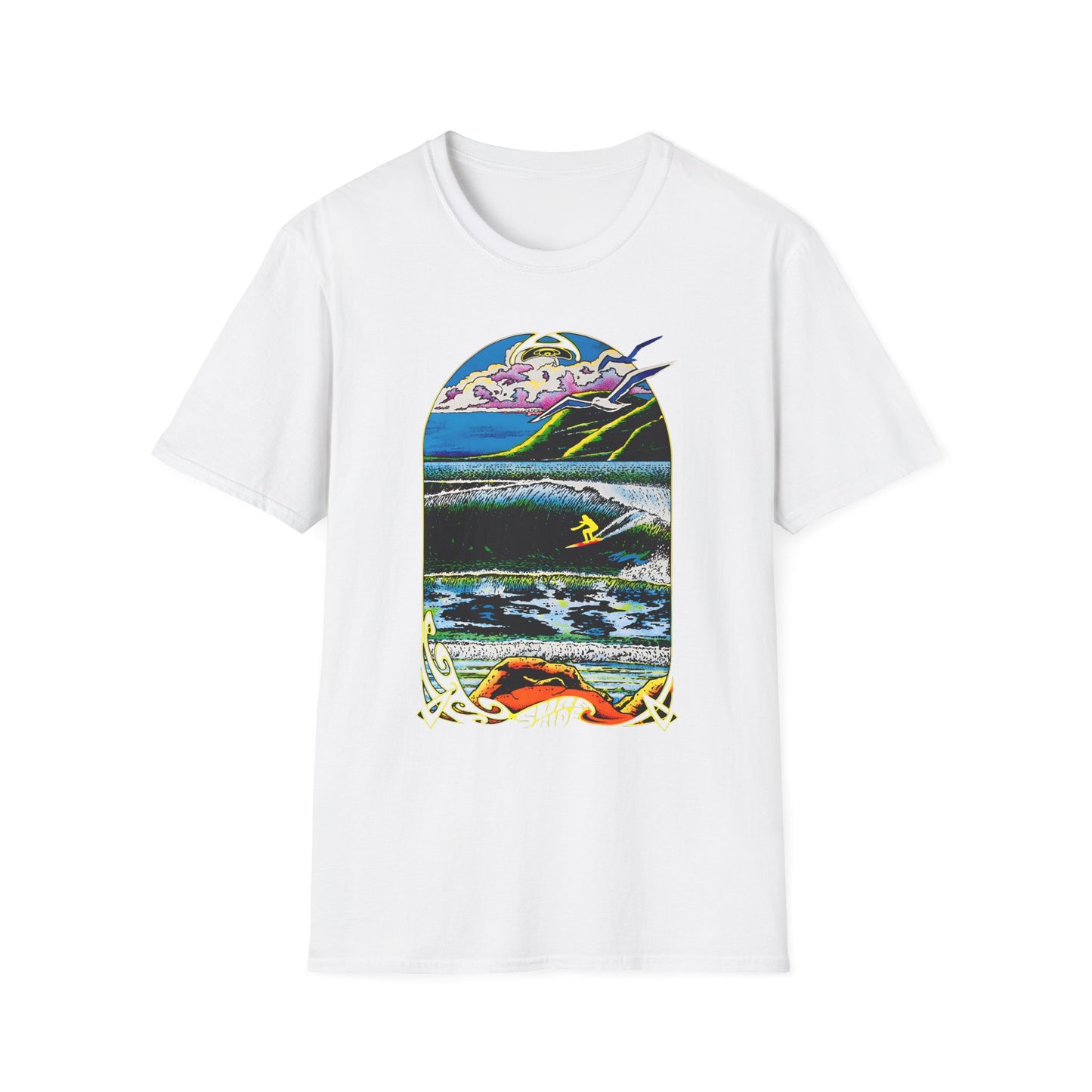 1976 surf rider psychedelic black light poster tshirt