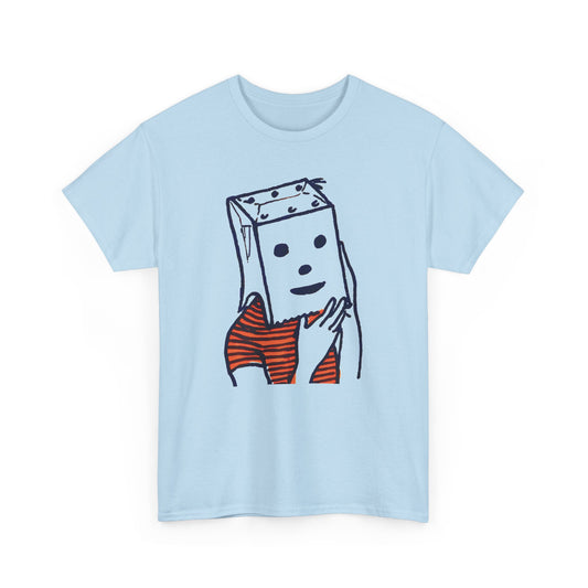 1950s magazine art paper bag halloween mask graphic tshirt