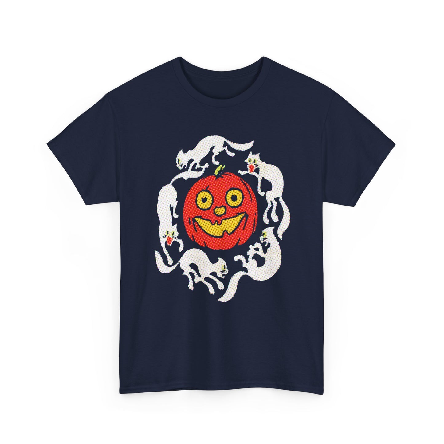 early 1900s halloween crepe paper jacko with cats custom edit tshirt