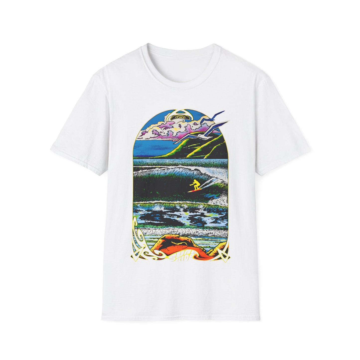 1976 surf rider psychedelic black light poster tshirt