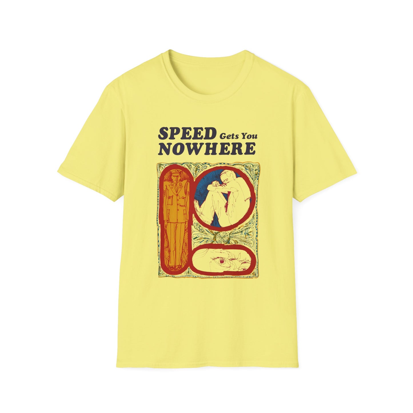 1970s anti drug campaign poster "speed gets you nowhere" tshirt