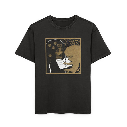 incipit vita nova "thus begins a new life" 1893 aubrey beardsley graphic acid washed oversize tshirt
