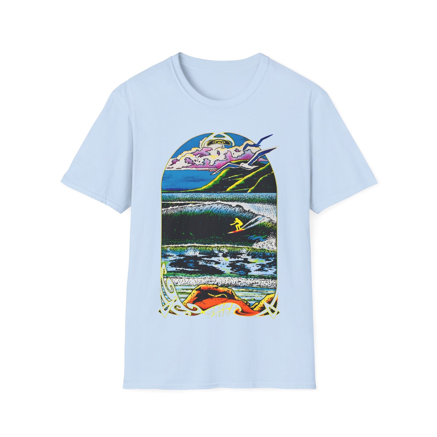 1976 surf rider psychedelic black light poster tshirt