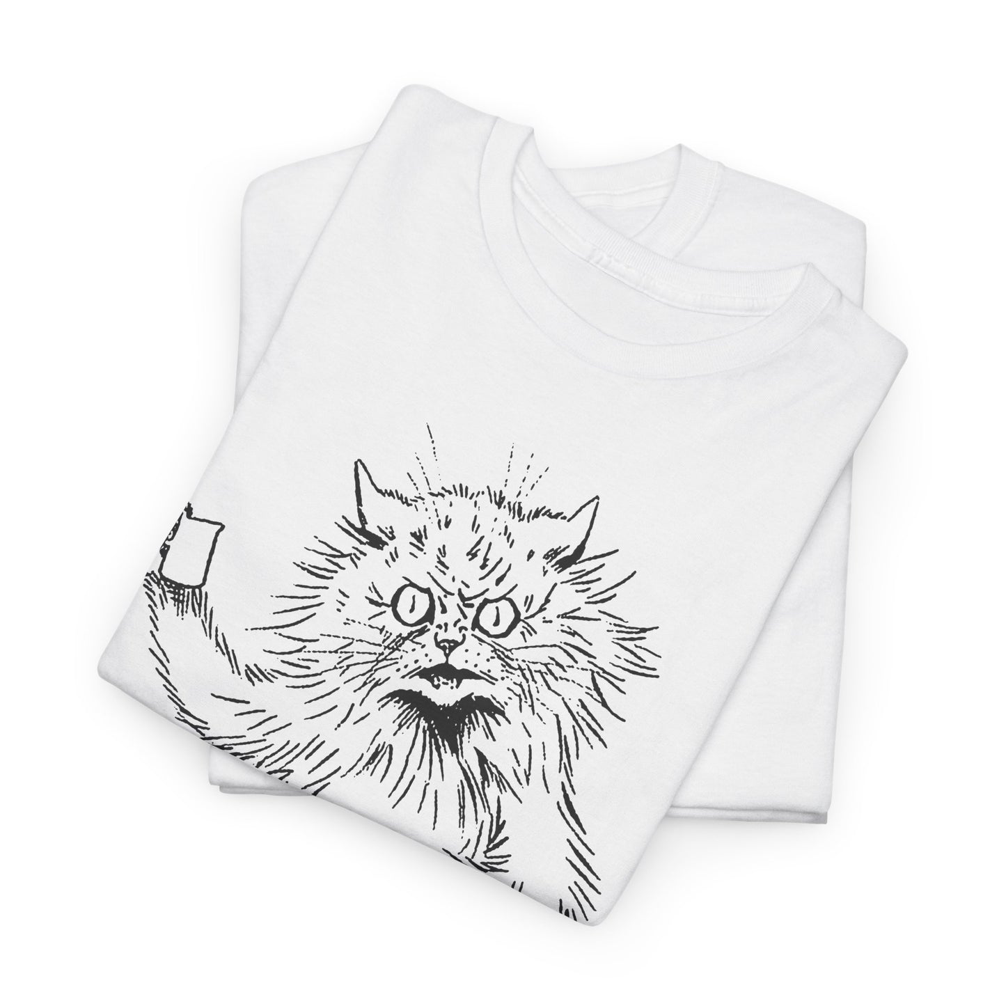louis wain angry cat with cup reproduction tshirt