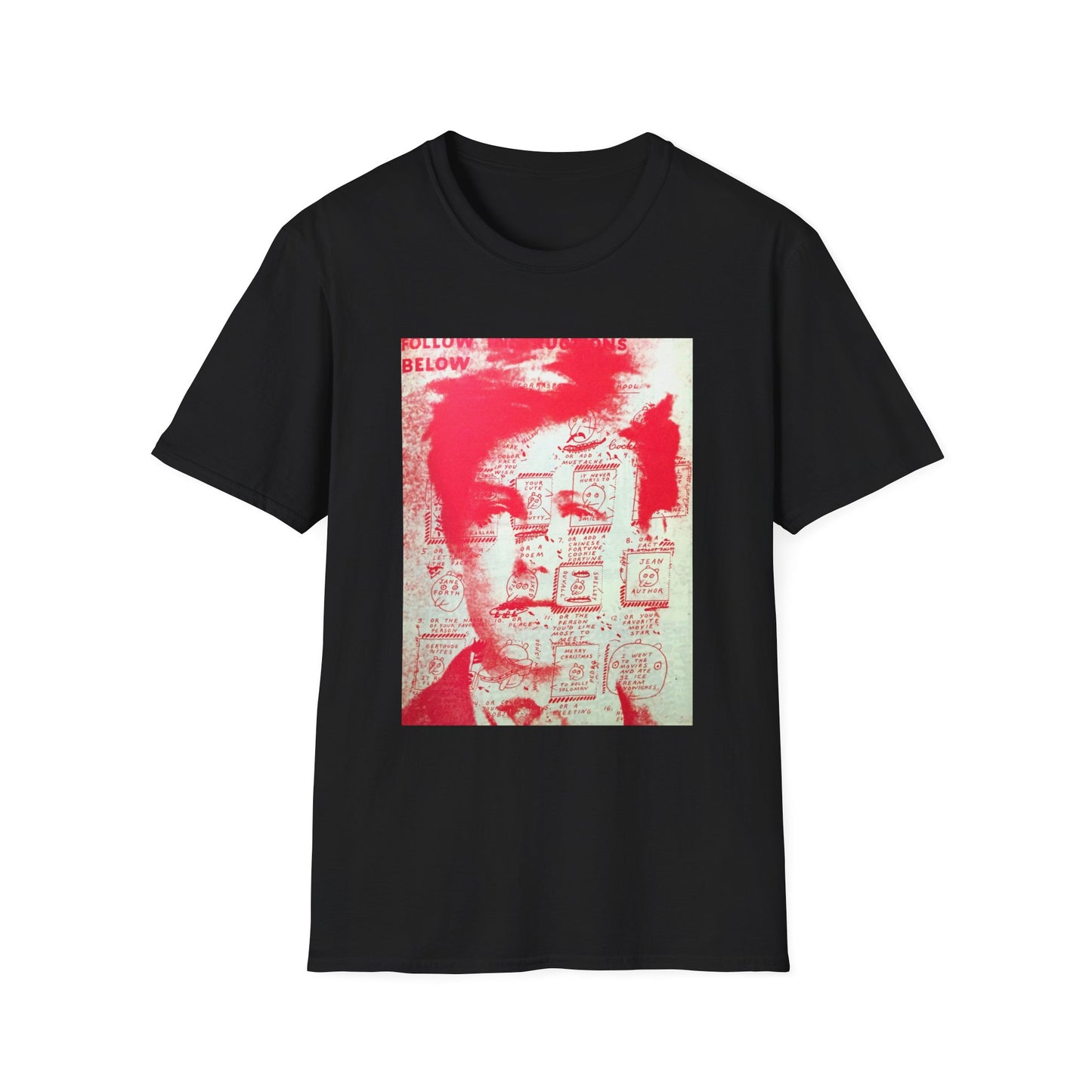 ray johnson arthur rimbaud art in red tshirt