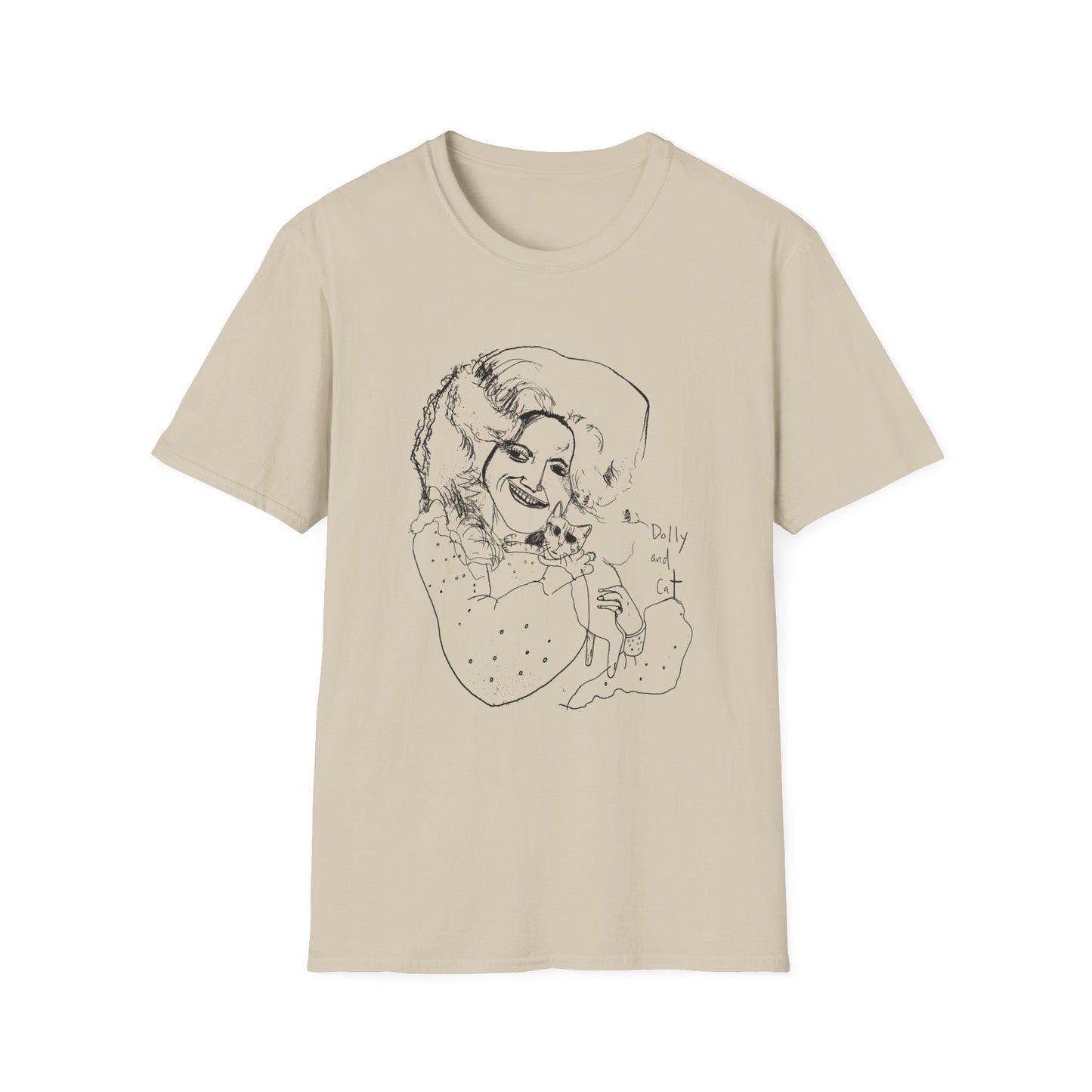 dolly and cat drawing tshirt