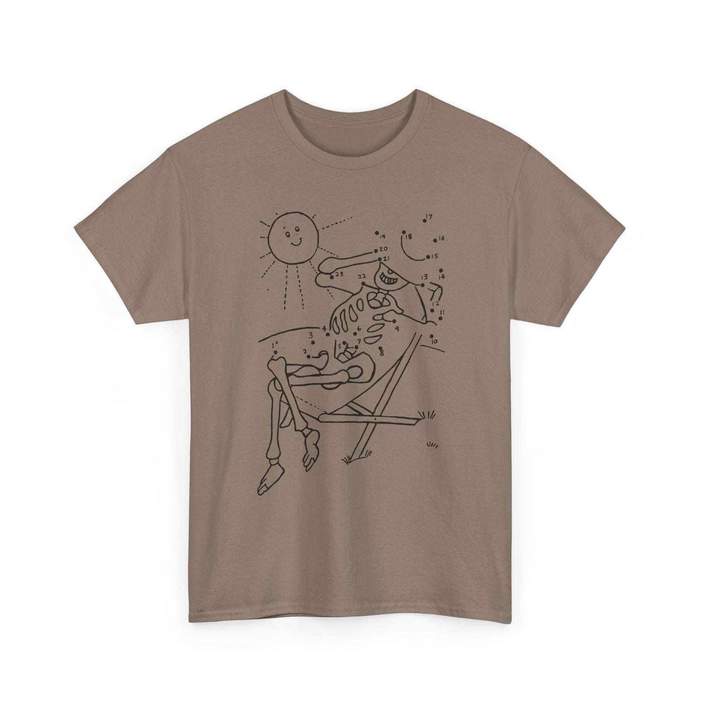 connect the dots skeleton sun tanning tshirt