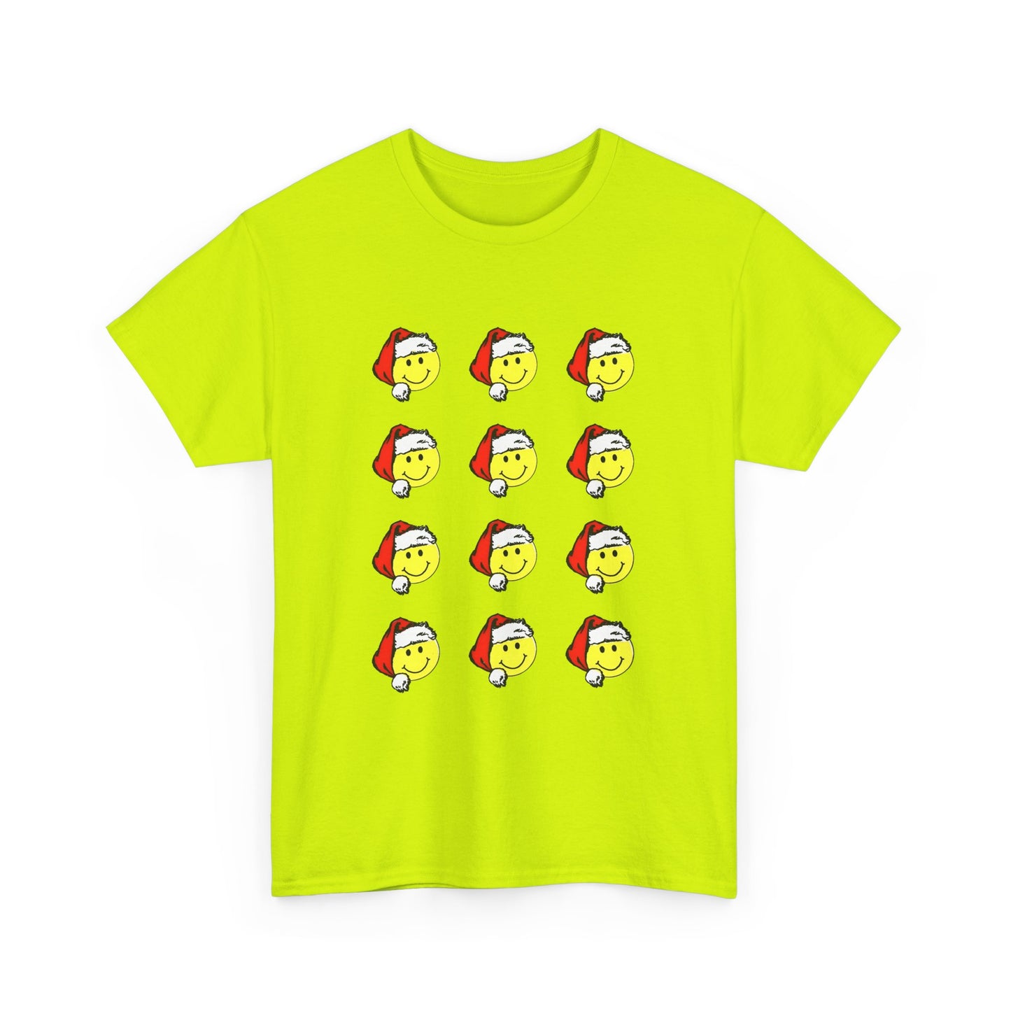 1980s sticker pack of happy face santas on a tshirt