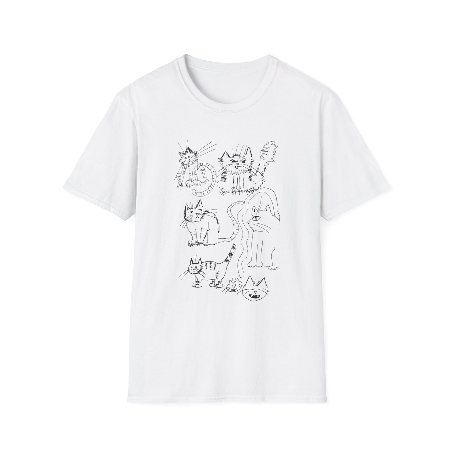original drawing seven cats tshirt