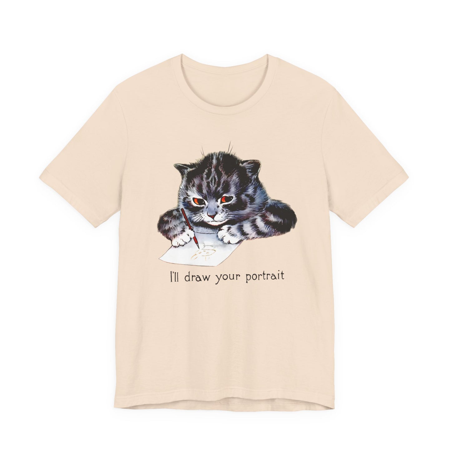 louis wain anthropomorphized cat painting i'll draw your portrait tshirt