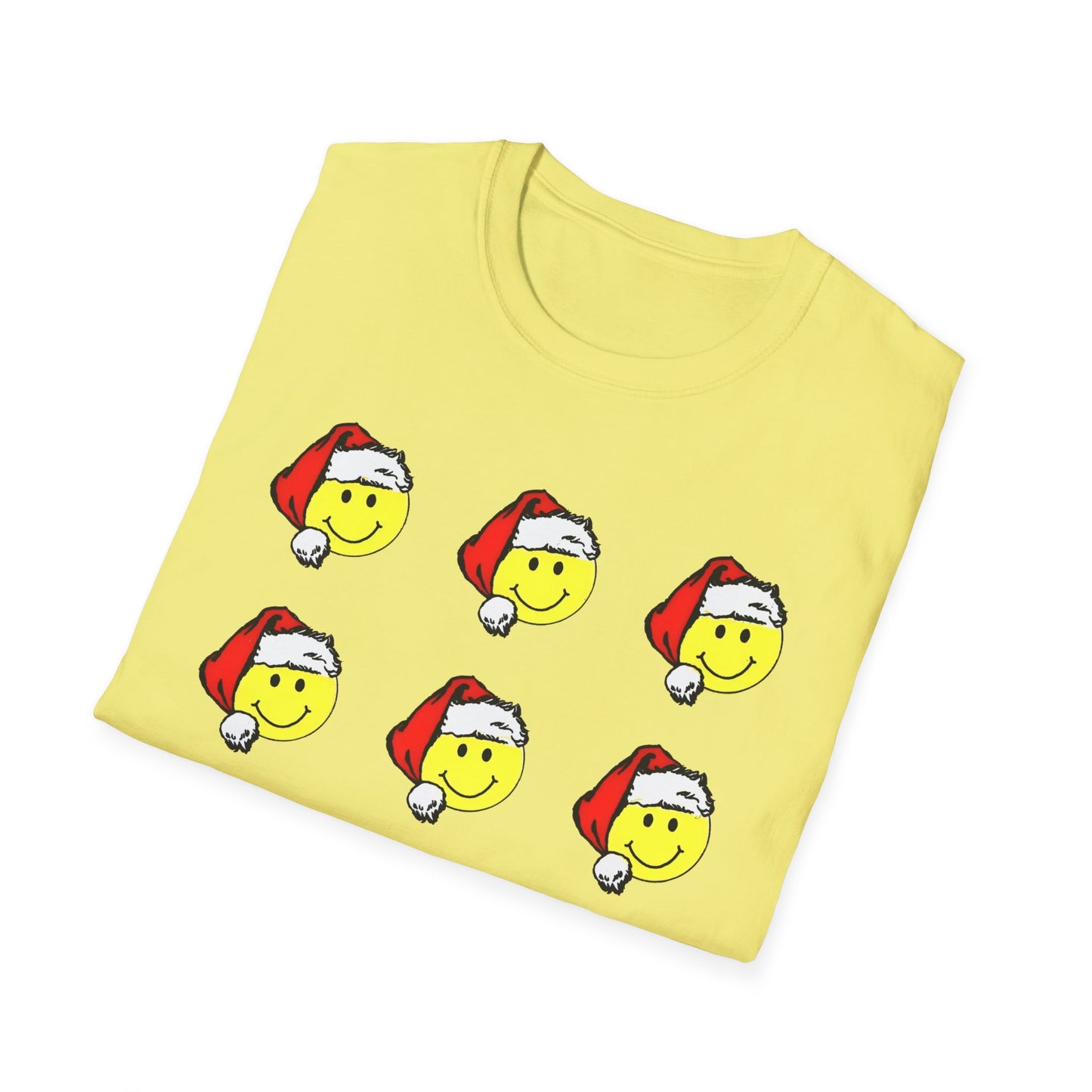 1980s sticker pack of happy face santas on a tshirt