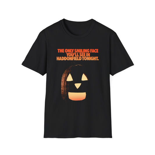 halloween 1978 tv guide ad art the only smiling face you'll see in haddonfield tonight tshirt