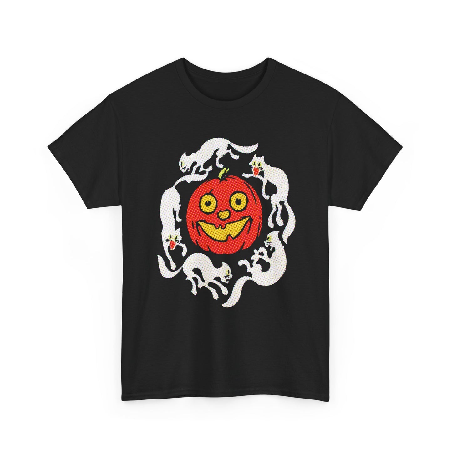 early 1900s halloween crepe paper jacko with cats custom edit tshirt
