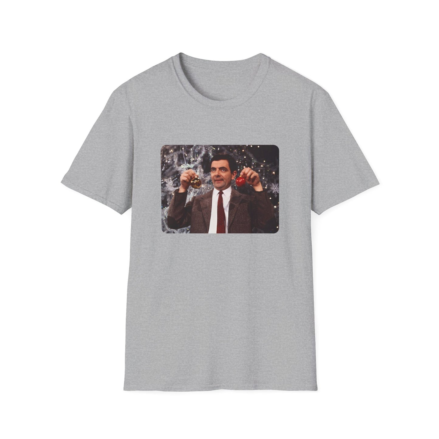 mr bean with christmas ornaments tshirt