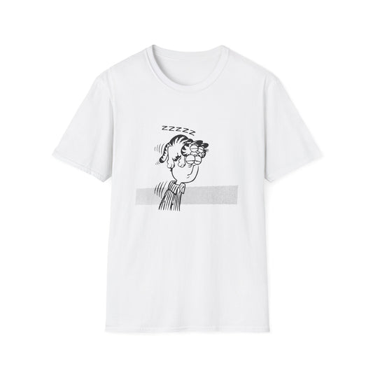 garfield sleeping on jon's head tshirt